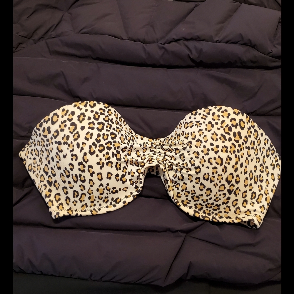 Victoria Secret Strapless Bikini Top Size 32D Animal Print